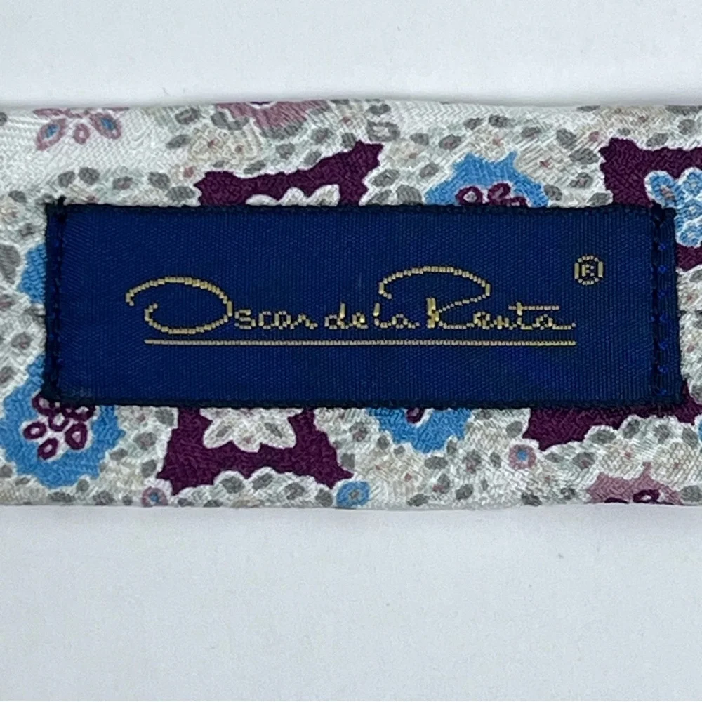 Oscar De La Renta Men's 100% Imported Silk Geometric Neck Tie; Designer, Formal